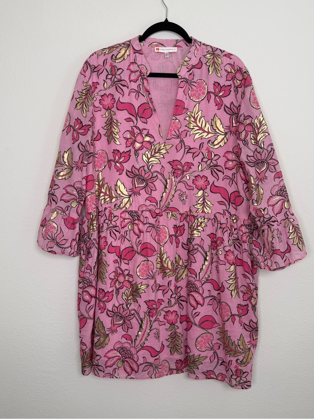 Jude Connally Faith Cotton Voile Dress Pink Floral Size XL